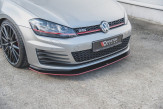 Maxton Design spoiler predného nárazníka RACING DURABILITY VW Golf VII GTI - čierno červený