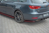 Maxton Design bočné spoilery zadného nárazníka Seat Leon 5F CUPRA po FL sportstourer Ver.4 - carbon look + červený