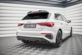 Maxton Design stredový spoiler zadného nárazníka (s vertikálnym rebrovaním) AUDI A3 S-Line 8Y Sportback - čierny lesklý  