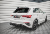 Maxton Design spoiler zadného nárazníka + imitácia koncoviek výfuku AUDI A3 S-Line 8Y Sportback - čierny + čierne koncovky