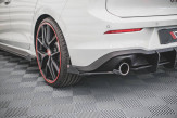Maxton Design bočné spoilery zadného nárazníka Racing Durability VW Golf VIII GTI - čierno červený + lesklé krídielka 