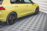 Maxton Design bočné prahové lišty Racing Durability VW Golf VIII GTI / GTI CLUBSPORT / R-Line - čierno červený + lesklé krídielka