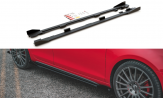 Maxton Design bočné prahové lišty Racing Durability VW Golf VI GTI - čierno červený + lesklé krídielka