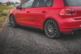 Maxton Design bočné prahové lišty Racing Durability VW Golf VI GTI - čierno červený + lesklé krídielka