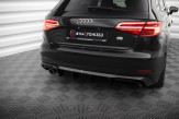 Maxton Design spoiler zadného nárazníka (s jednou koncovkou výfuku) AUDI A3 8V Sportback po FL - čierny lesklý  