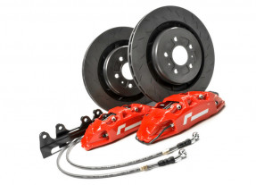 Racingline Performance Stage 2 4-piestový predný brzdový kit 345x32mm ŠKODA OCTAVIA II RS, VW GOLF 5 6 R GTI, AUDI A3 S3 8P TT 8J, SEAT LEON 1P CUPRA FR - ČERVENÁ