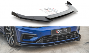 Maxton Design spoiler predného nárazníka Racing Durability VW Golf VII R / R-Line po FL - čierny + lesklé krídielka