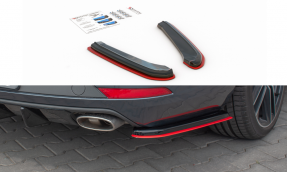 Maxton Design bočné spoilery zadného nárazníka Seat Leon 5F CUPRA po FL sportstourer Ver.4 - čierny lesklý + červený