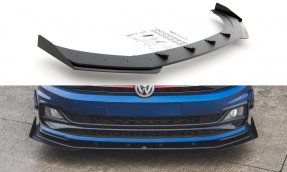 Maxton Design spoiler predného nárazníka Racing Durability VW Polo AW GTI - čierny + lesklé krídielka
