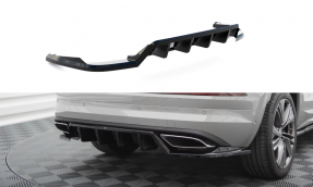Maxton Design stredový spoiler zadného nárazníka (s vertikálnym rebrovaním) ŠKODA Kodiaq RS po FL - čierny lesklý