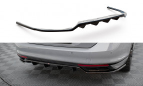 Maxton Design stredový spoiler zadného nárazníka (s vertikálnym rebrovaním) VW Passat B8 R-Line po FL - čierny lesklý