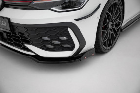 Maxton Design spoiler predného nárazníka VW Golf VIII GTI / GTE / R-Line Ver.3 po FL - čierny + lesklé krídielka