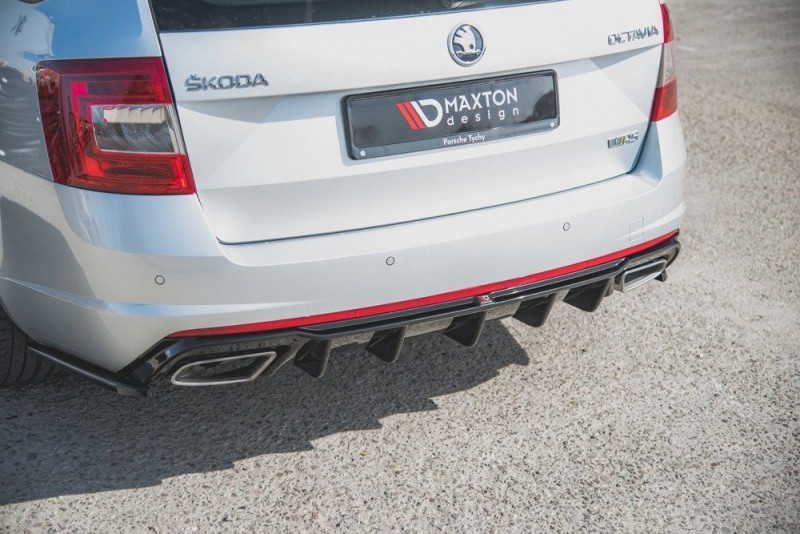 Maxton Design spoiler zadného nárazníka ŠKODA Octavia III RS pred/po FL liftback/kombi diesel Ver.2 - čierny lesklý