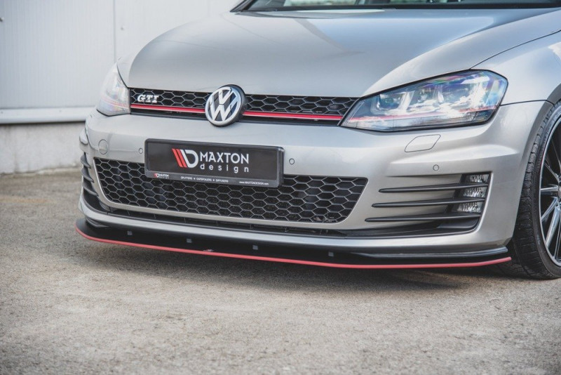 Maxton Design spoiler predného nárazníka RACING DURABILITY VW Golf VII GTI - čierno červený