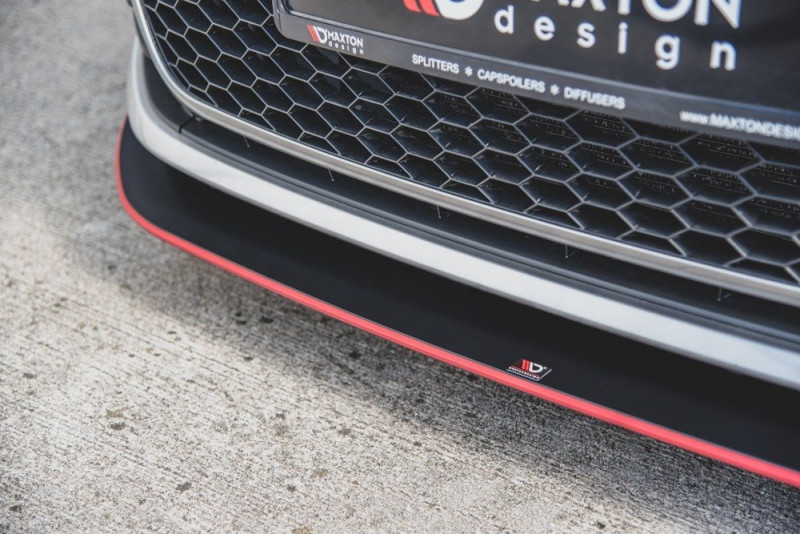 Maxton Design spoiler predného nárazníka RACING DURABILITY VW Golf VII GTI - čierno červený
