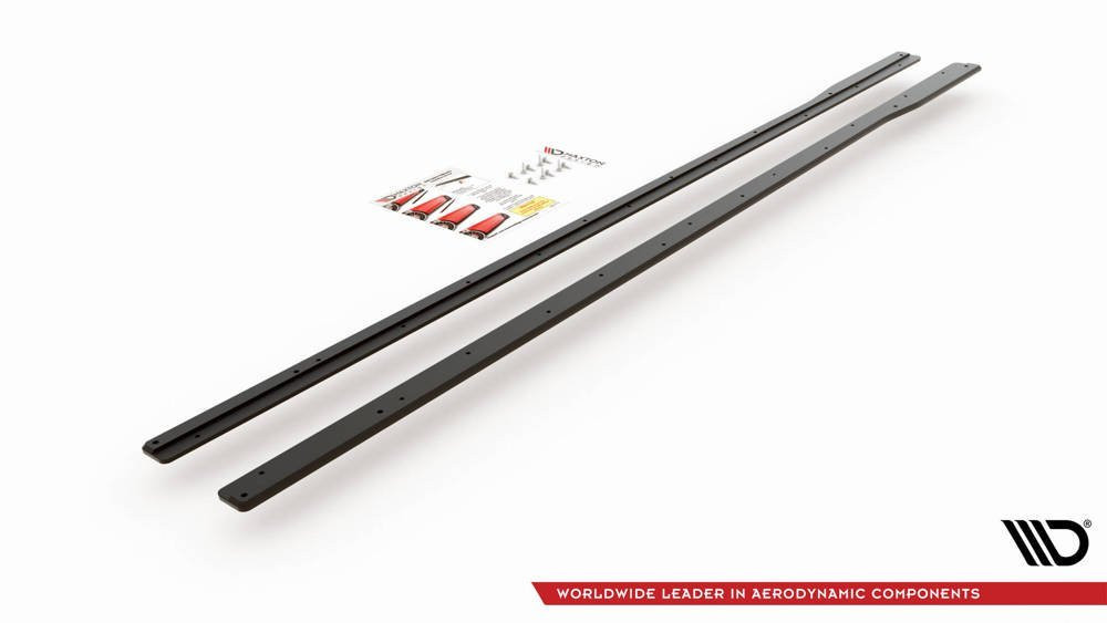 Maxton Design bočné prahové lišty Racing Durability VW Golf VII R / R-Line po FL - čierno červený