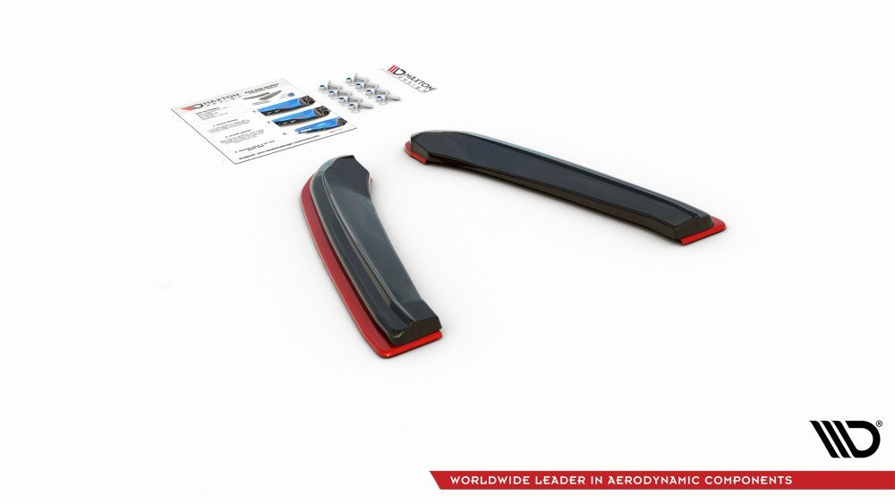 Maxton Design bočné spoilery zadného nárazníka Seat Leon 5F CUPRA po FL sportstourer Ver.4 - carbon look + červený