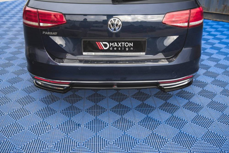 Maxton Design stredový spoiler zadného nárazníka VW Passat B8 pred FL - čierny lesklý