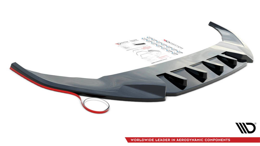 Maxton Design stredový spoiler zadného nárazníka (s vertikálnym rebrovaním) AUDI A3 8Y Sportback - čierny lesklý