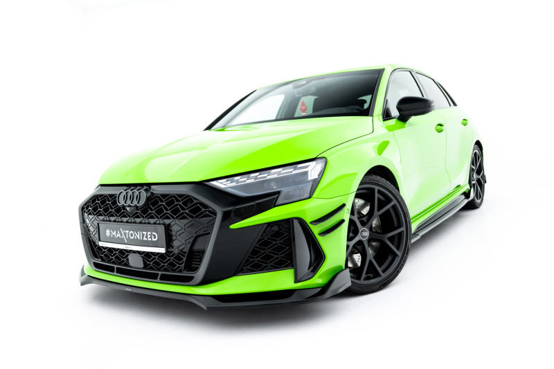 Maxton Design spoiler predného nárazníka AUDI RS3 8Y Sportback po FL Ver.2 - čierny lesklý