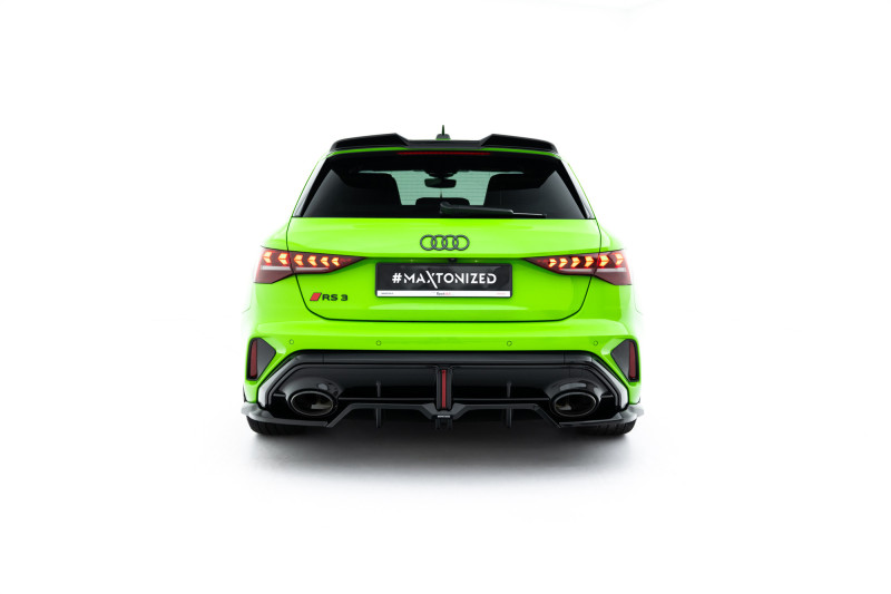 Maxton Design spoiler zadného nárazníka (s vertikálnym rebrovaním) AUDI RS3 8Y Sportback po FL Ver.2 - čierny lesklý