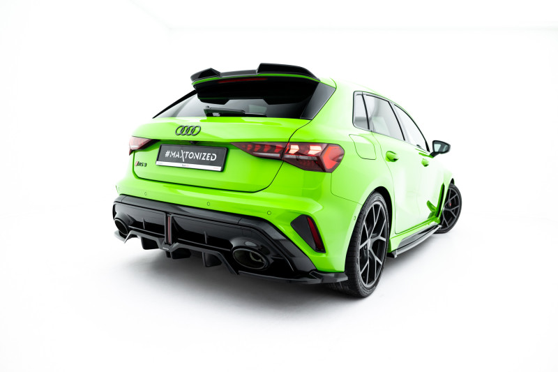 Maxton Design spoiler zadného nárazníka (s vertikálnym rebrovaním) AUDI RS3 8Y Sportback po FL Ver.2 - čierny lesklý