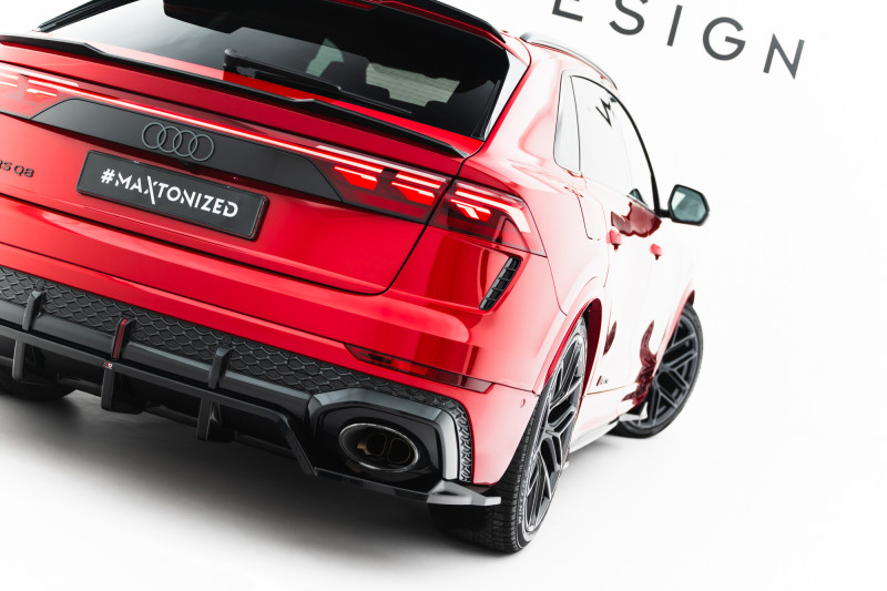 Maxton Design spoiler zadného nárazníka (s vertikálnym rebrovaním) AUDI RS Q8 po FL - čierny lesklý
