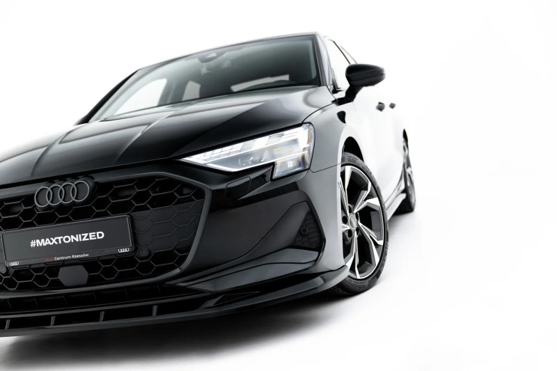 Maxton Design spoiler predného nárazníka AUDI A3 8Y Sedan po FL Ver.2- čierny lesklý